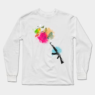 AK 47 flowers illustration Long Sleeve T-Shirt